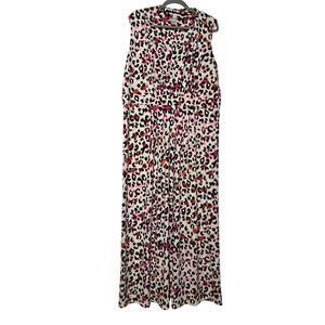 Chicos Maxi‎ Dress 16 Sleeveless Animal Print Pink Black Stretch
